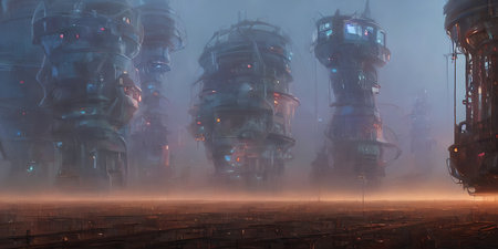 Industrial area, cities of the future. Illustration, concept art.の写真素材