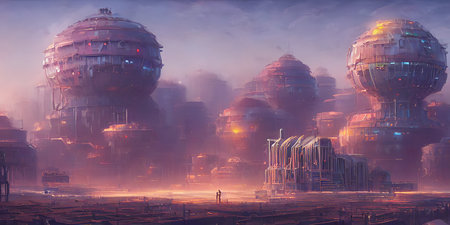 Industrial area, cities of the future. Illustration, concept art.の写真素材