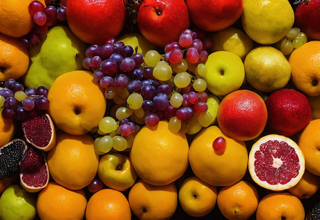 A beautiful fruit lined backgroundの写真素材
