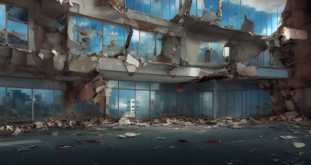 A collective image of a ruined city. matte paint. Illustration.の写真素材