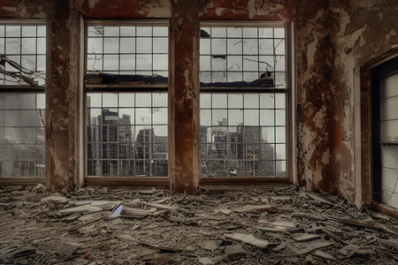 A collective image of a ruined city. matte paint. Illustration.の写真素材