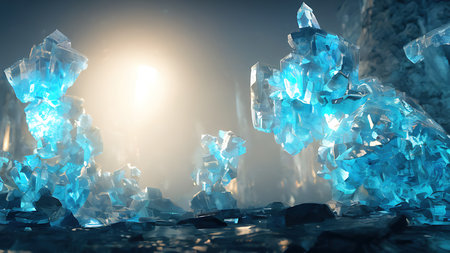 Hall of the Crystal Cave. Illustration, concept art.の写真素材