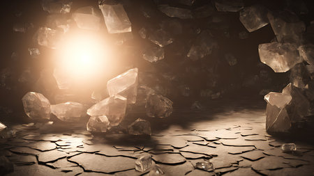 Hall of the Crystal Cave. Illustration, concept art.