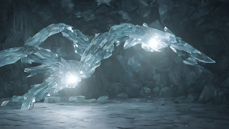 Hall of the Crystal Cave. Illustration, concept art.の写真素材