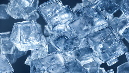 Ice cubes, macro photography, background.
