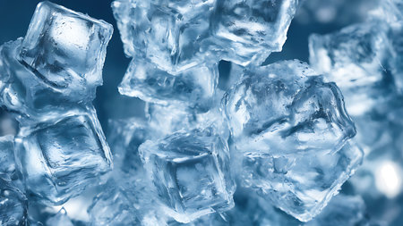 Ice cubes, macro photography, background.