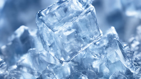 Ice cubes, macro photography, background.