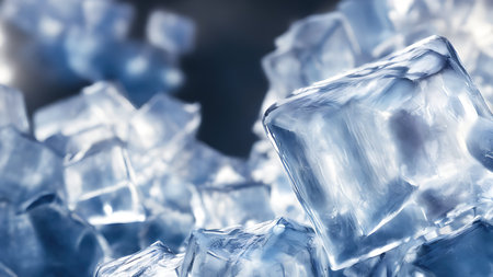 Ice cubes, macro photography, background.