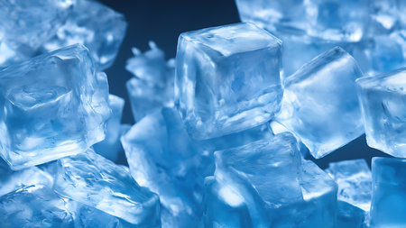 Ice cubes, macro photography, background.