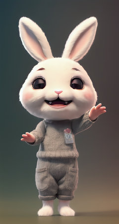 Cute bunny at home. toy rabbit.