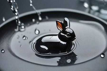 Black rabbit figurine for the bath. rabbit soap.の写真素材