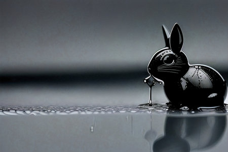 Black rabbit figurine for the bath. rabbit soap.の写真素材