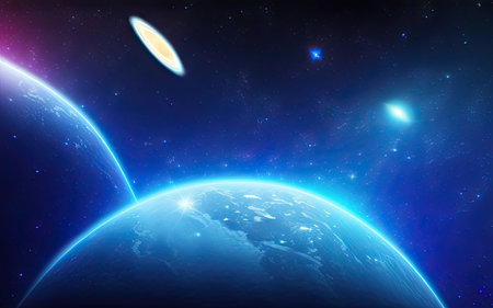 Space nebulae, planets, distant and unexplored space.