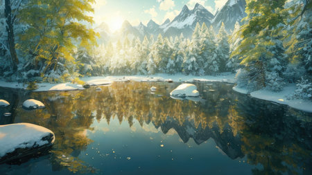 The vast and quiet taiga stretches to the horizon, with dense green trees grouped in deep harmony,...