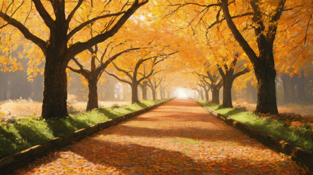 A large fall park, with beautiful streets, bike paths. The best place for a walk.の素材