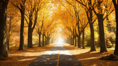 A large fall park, with beautiful streets, bike paths. The best place for a walk.の素材