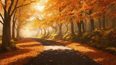 A large fall park, with beautiful streets, bike paths. The best place for a walk.の素材