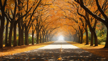 A large fall park, with beautiful streets, bike paths. The best place for a walk.の素材