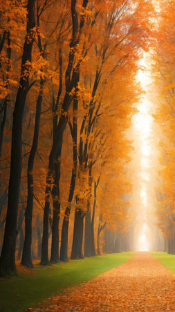 A large fall park, with beautiful streets, bike paths. The best place for a walk.の素材