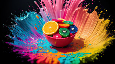 Splashes of colorful water, juice. background illustrationの素材