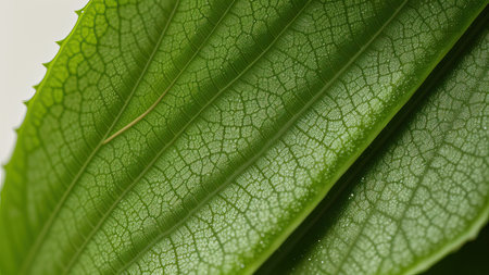 Macro photography, a leaf with dewdropsの素材