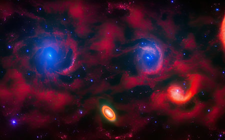 Cosmic nebulae, distant and unexplored space, black hole, galaxies.の素材