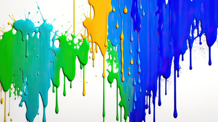 Multicolored paint stains on a white backgroundの素材