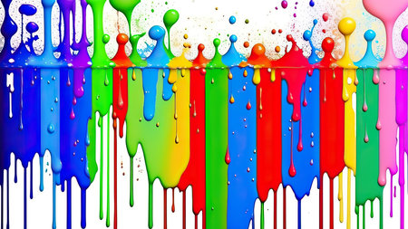 Multicolored paint stains on a white backgroundの素材