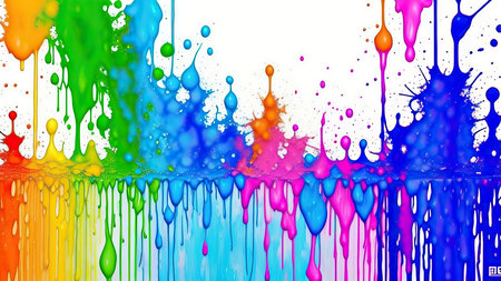 Multicolored paint stains on a white backgroundの素材