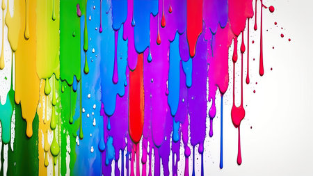 Multicolored paint stains on a white backgroundの素材
