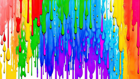Multicolored paint stains on a white backgroundの素材