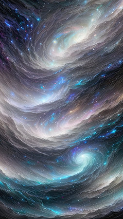 Starry Tempest, A night sky alive with swirling storms, A tempest of wind and rain, Amidst the chaos, stars twinkle bright, A dance of light and dark, A mesmerizing sight to beholdの素材