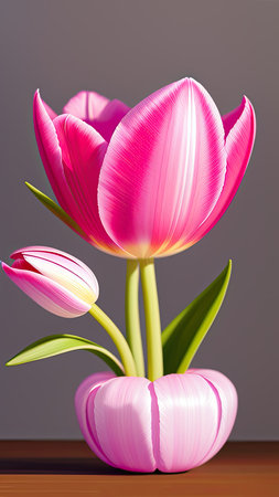 Pink Tulip. close-up. A present for a girl. still lifeの素材