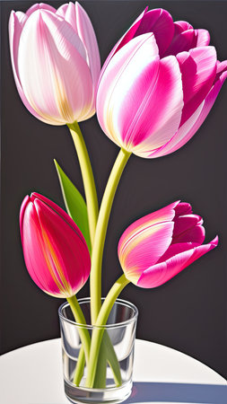 Pink Tulip. close-up. A present for a girl. still lifeの素材
