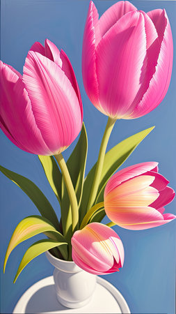 Pink Tulip. close-up. A present for a girl. still lifeの素材