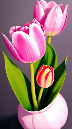 Pink Tulip. close-up. A present for a girl. still lifeの素材