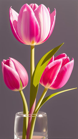 Pink Tulip. close-up. A present for a girl. still lifeの素材