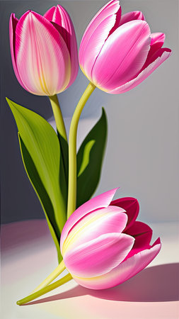 Pink Tulip. close-up. A present for a girl. still lifeの素材