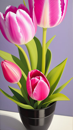 Pink Tulip. close-up. A present for a girl. still lifeの素材