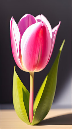 Pink Tulip. close-up. A present for a girl. still lifeの素材
