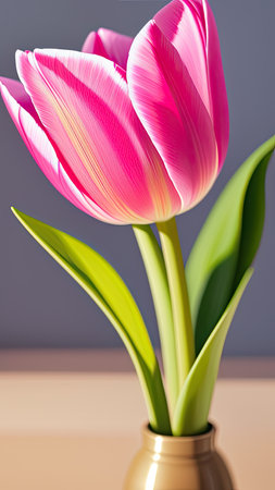 Pink Tulip. close-up. A present for a girl. still lifeの素材