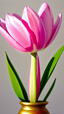 Pink Tulip. close-up. A present for a girl. still lifeの素材