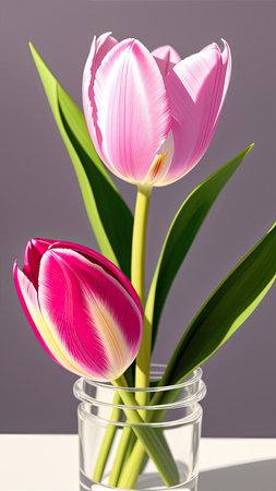 Pink Tulip. close-up. A present for a girl. still lifeの素材