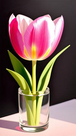 Pink Tulip. close-up. A present for a girl. still lifeの素材