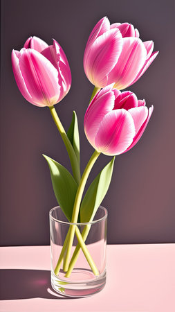 Pink Tulip. close-up. A present for a girl. still lifeの素材