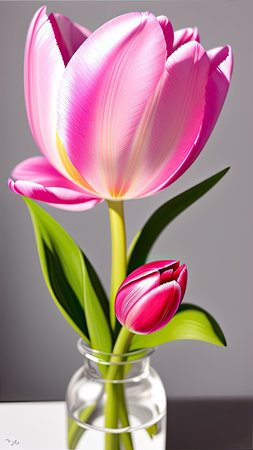 Pink Tulip. close-up. A present for a girl. still lifeの素材