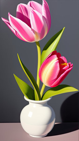 Pink Tulip. close-up. A present for a girl. still lifeの素材
