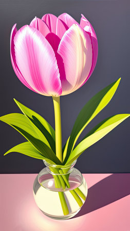 Pink Tulip. close-up. A present for a girl. still lifeの素材