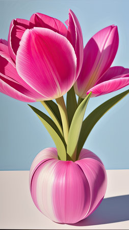 Pink Tulip. close-up. A present for a girl. still lifeの素材