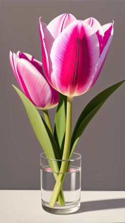 Pink Tulip. close-up. A present for a girl. still lifeの素材